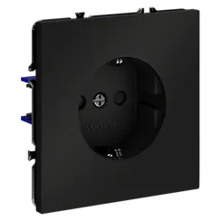 Розетка встраиваемая VOLTUM S70 с заземлением и защитными шторками, 16А, (черный матовый)
