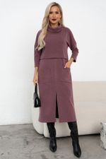 Платье трикотажное с разрезом (сливовый)-48р-р Р11-2008/7 Nikol