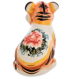 ГЛ- 797 Копилка «Тигр» бол. цв. (Гжельский фарфор)