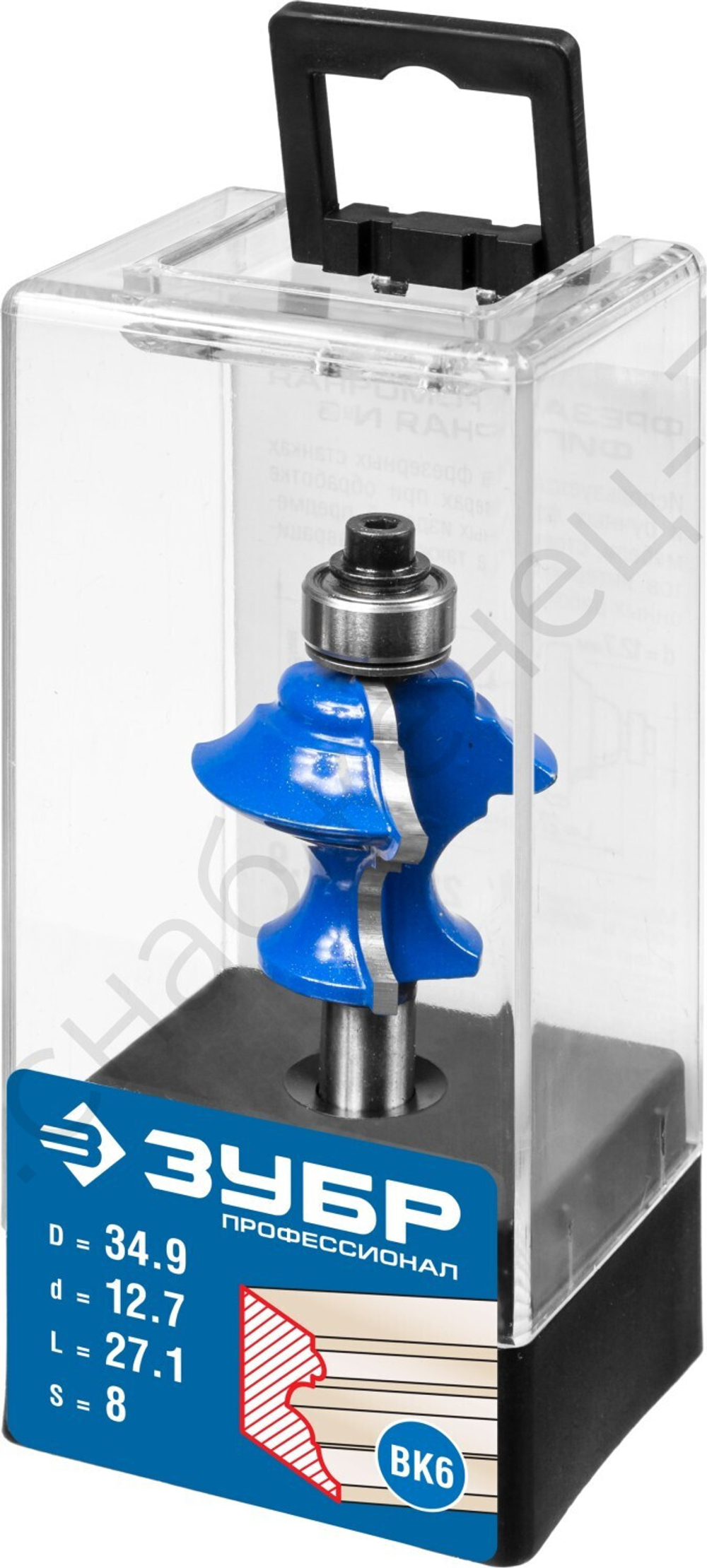 ЗУБР 34,9x25.4мм, хвостовик 8мм, фреза кромочная фигурная №6(многопрофильная)