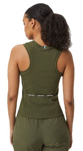Женский теннисный топ Bjorn Borg Ace Rib Tank Pocket - оливковая ночь
