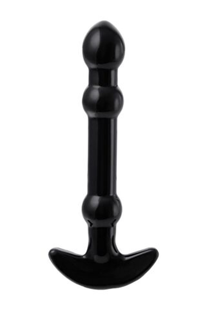 Элегантный чёрный анальный стимулятор с шариками на стволе - 19 см.