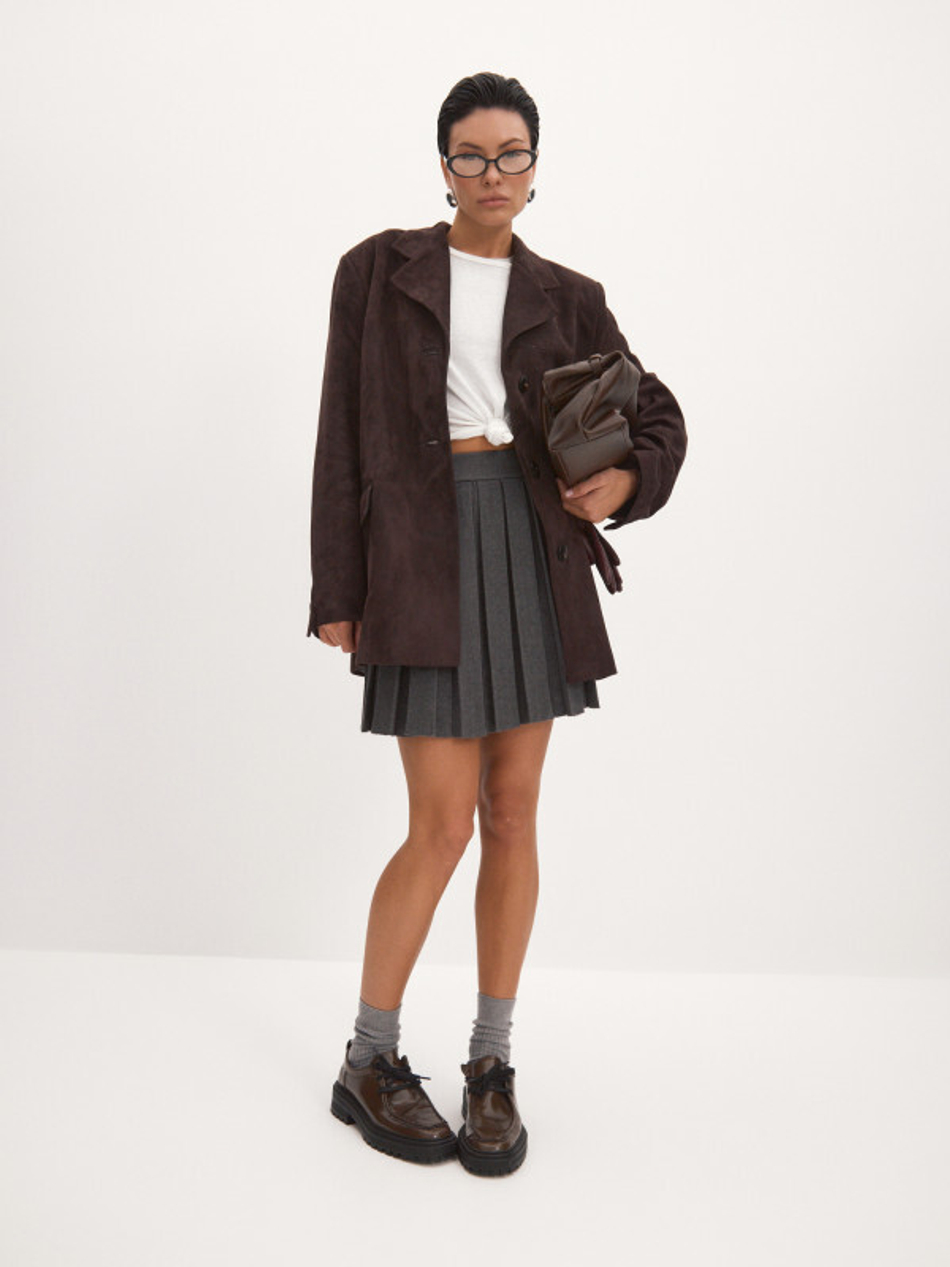 Жакет оверсайз из натуральной кожи