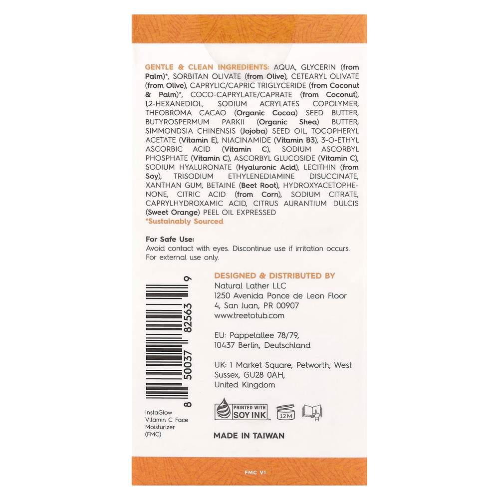 Tree To Tub, InstaGlow, увлажняющее средство для лица с витамином C, цитрусовый всплеск, 50 мл (1,7 жидк. унц.)