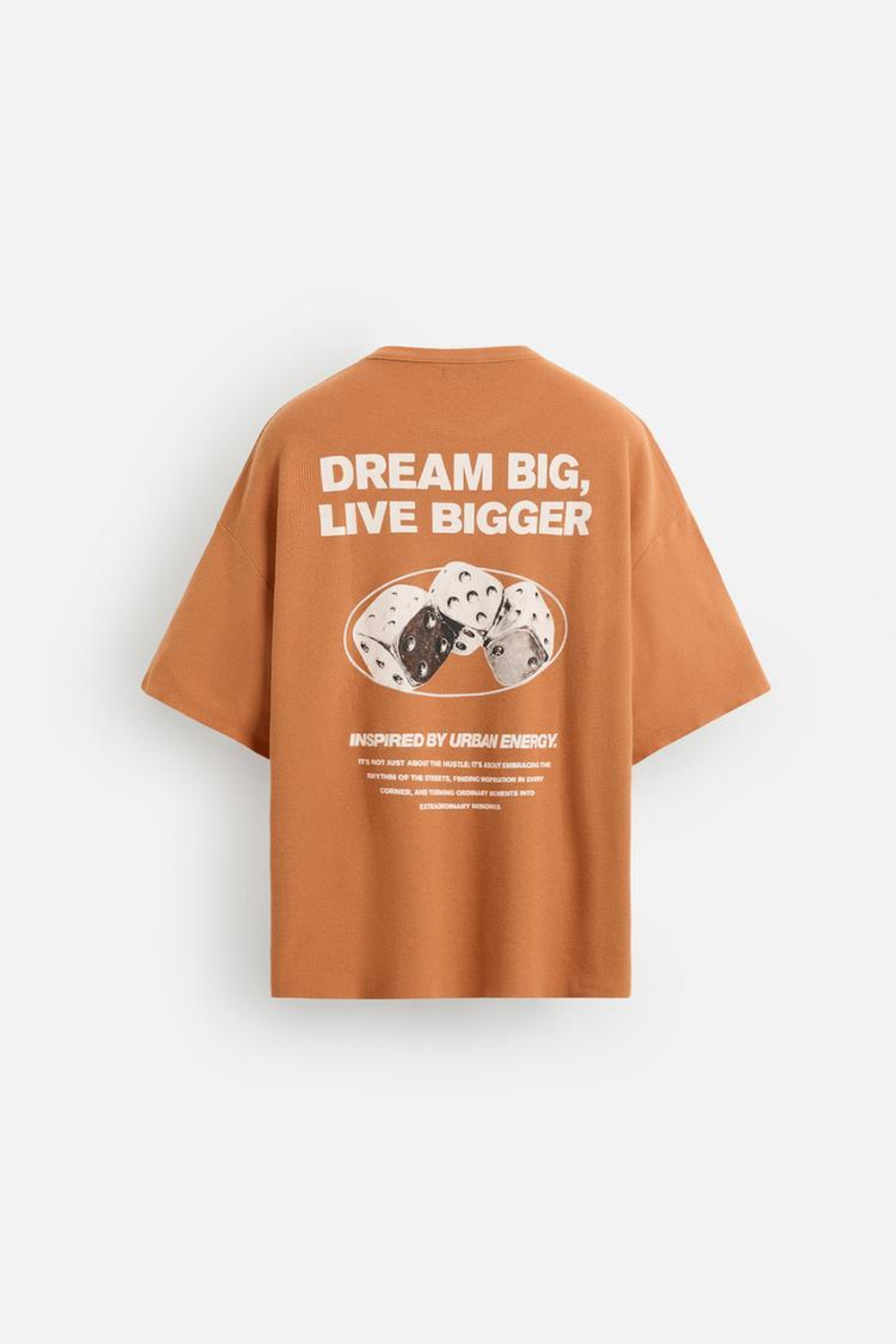 ZARA ТРИКОТАЖНАЯ ФУТБОЛКА С ПРИНТОМ, ОРАНЖЕВЫЙ