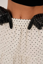 Юбка из хлопка с ярусами в горошек , в макси длине