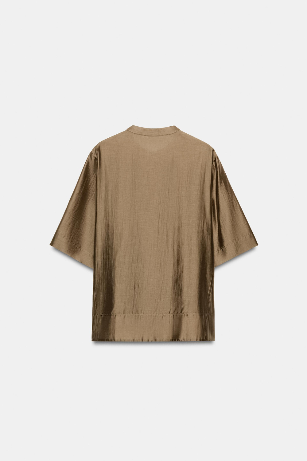 ZARA СВОБОДНАЯ БЛУЗА С КОРОТКИМ РУКАВОМ — ZW COLLECTION, СВЕТЛО-КОРИЧНЕВЫЙ