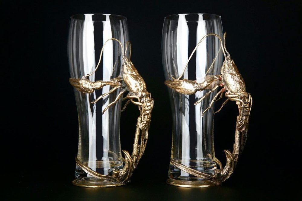 Набор бокалов для пива "Рак" 2 шт. в подарочном кейсе