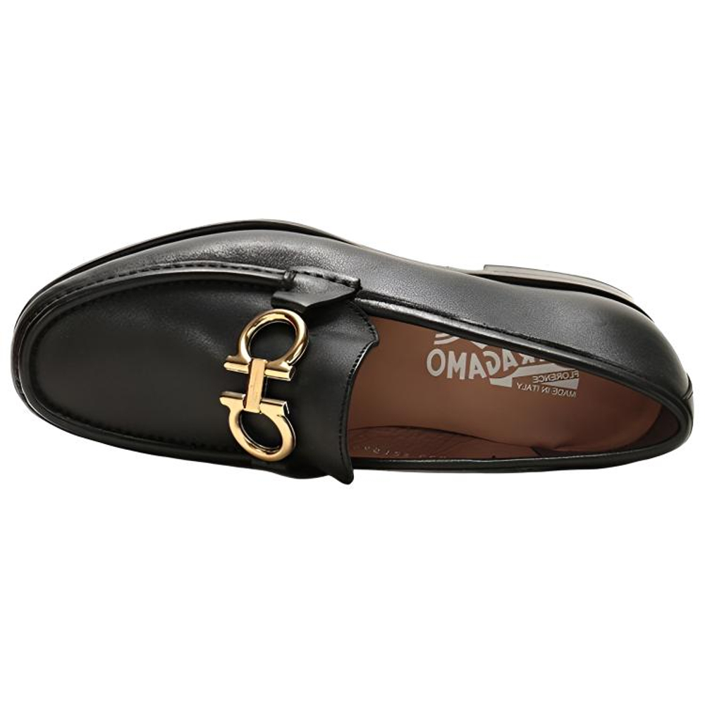 Ferragamo Men"s Black Gancini Moccasin