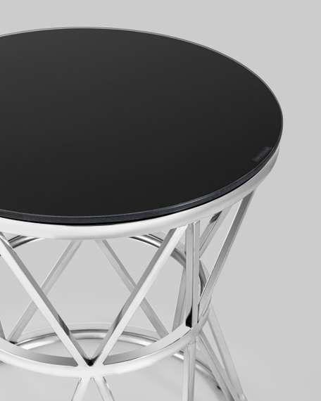 Журнальный стол 50*50 ВИВА серебро стекло черное