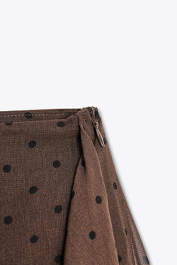 ZARA ЮБКА-ШОРТЫ С ОБОPКАМИ, ЧЕРНЫЙ / КОРИЧНЕВЫЙ