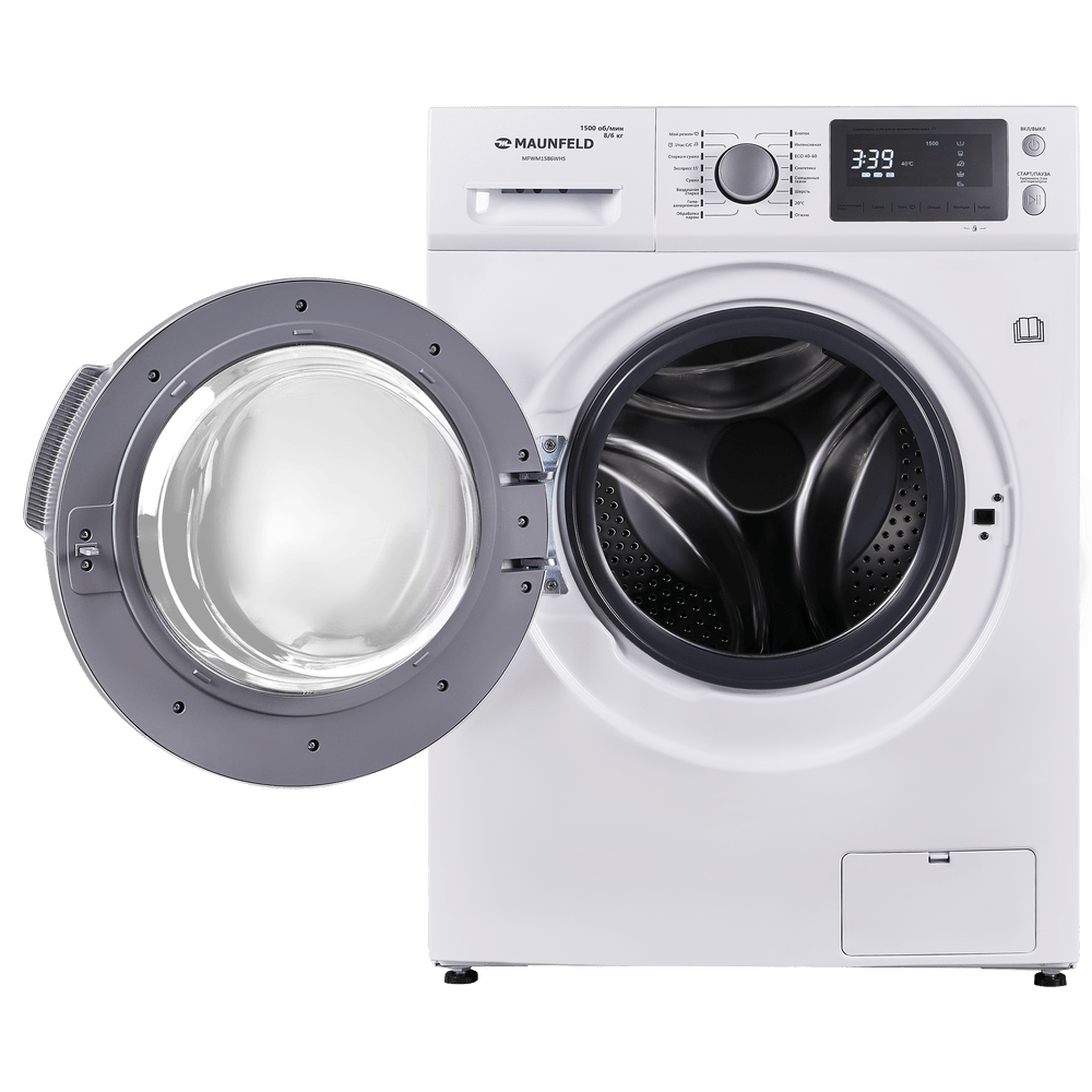 Стиральная машина c сушкой инвертором и паром  MAUNFELD MFWM1586WHS 8 кг./6 кг. сушки