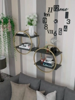 Набор полок круглых настенных злато-черных  - ЗЧ