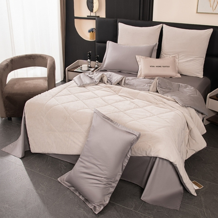 КПБ на резинке Сатин Velvet Premium с Одеялом VPR010, Евро, 4 наволочки, простынь 140*200*25