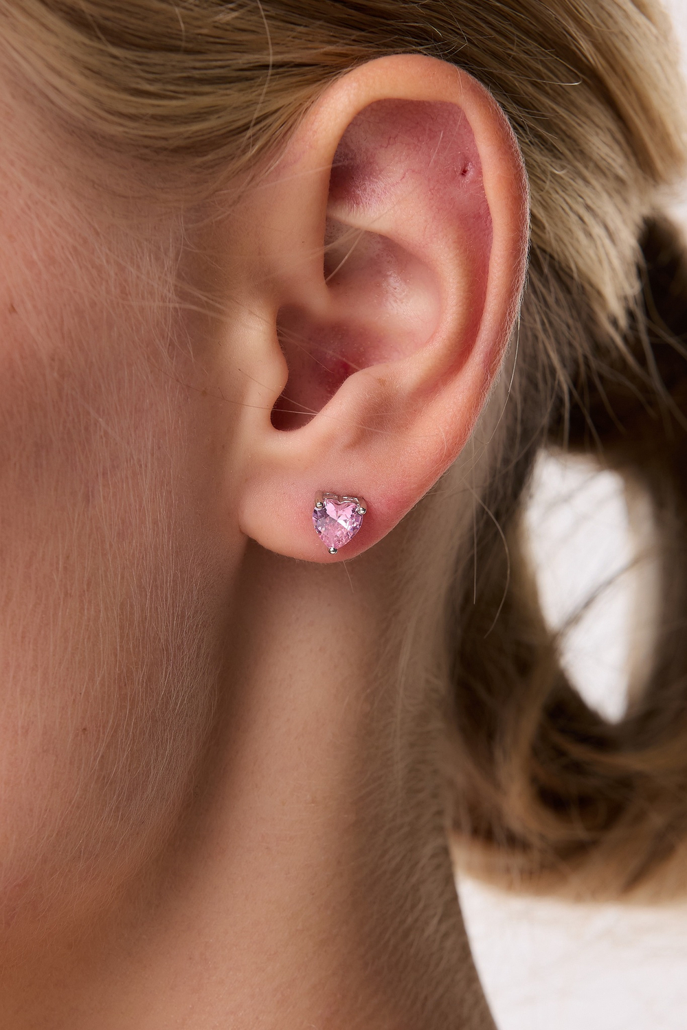Серьги пусеты сердца Pink