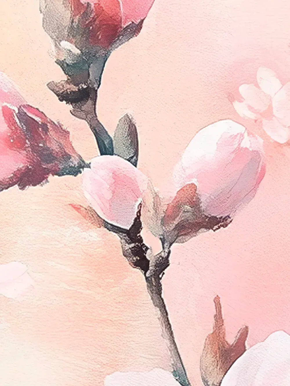 Наклейка на холодильник розовая Ветка яблони