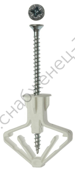 ЗУБР БАБОЧКА 10 х 50 мм, дюбель для пустотелых конструкций с саморезом полипропиленовый, 4 шт (4-301326)