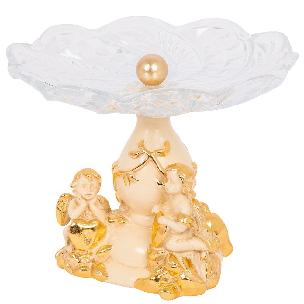 Фруктовница-конфетница Мерси со стеклянной чашей Айвори