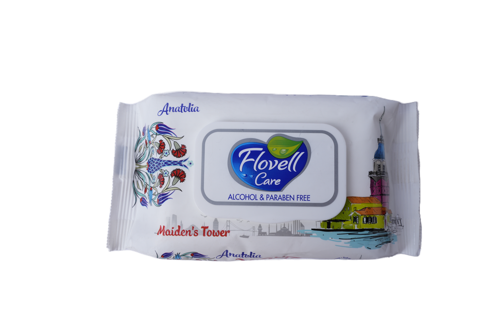 САЛФЕТКИ ВЛАЖНЫЕ FLOVELL CARE ANATOLIA С КРЫШКОЙ 54ШТ