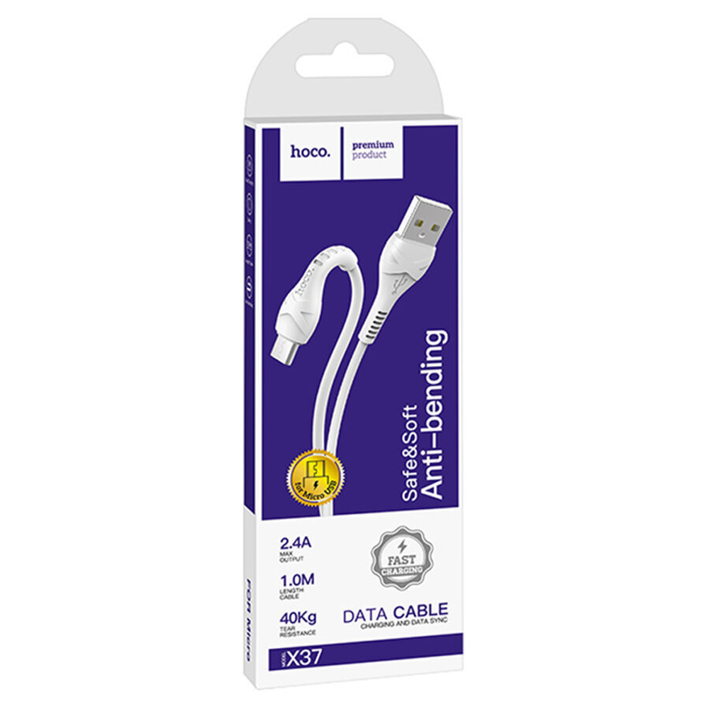 Кабель USB - микро USB HOCO X37 Cool power, 1м, 2.1A, белый