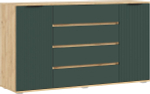 Комод для одежды с ящиками и полками Браш Мени Грин/Дуб Крафт 3 ящика, 160х45х90 см