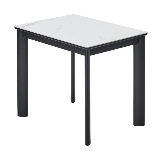Стол ТЕТ-А-ТЕТ 90 Белый мрамор, керамика / Черный каркас