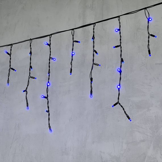 Светодиодная бахрома с колпачком 3,1*0,5 м., 120 синих LED ламп, каучуковый черный провод, LTC (LL120-1-2B)