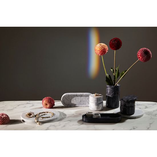 Шкатулка для украшений marm, D10,5 см, белый мрамор