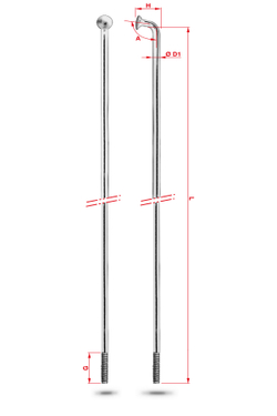 Спица Rodi Round St.Steel, серебристый, без ниппеля, 2,0X278mm