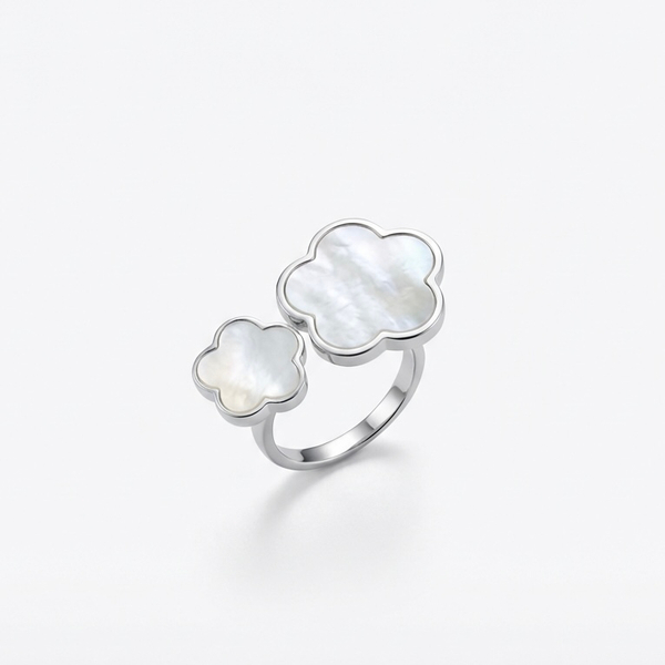 Кольцо Цветок двойной с перламутром