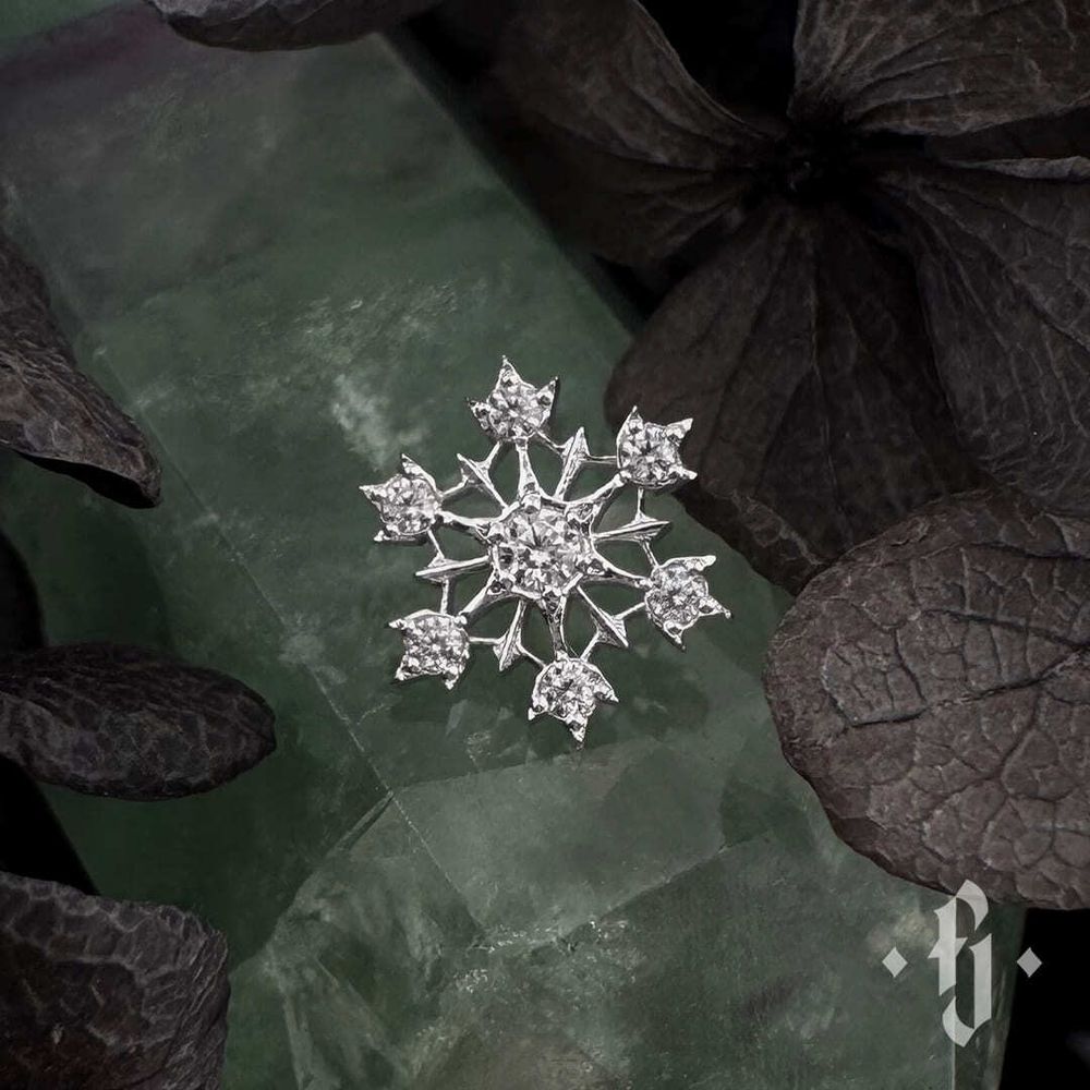 Накрутка &quot;Snowflake&quot; - Белое золото - White CZ