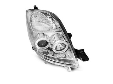 Передние фары angel eyes chrome для Toyota Yaris