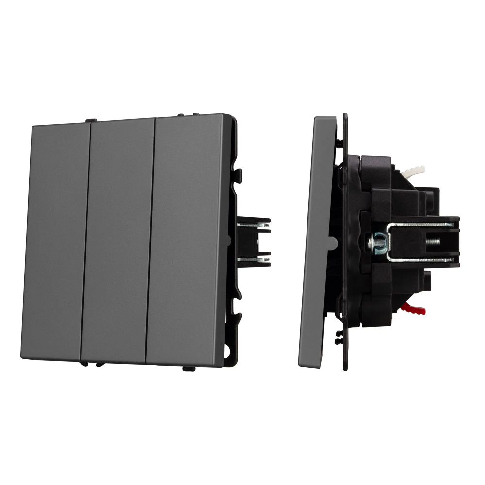 Механизм выключателя трехклавишный непроходной SWT-NOBE-MK03-SFPL-GR (230V, 10A) (Arlight, Серый базальт) 061799