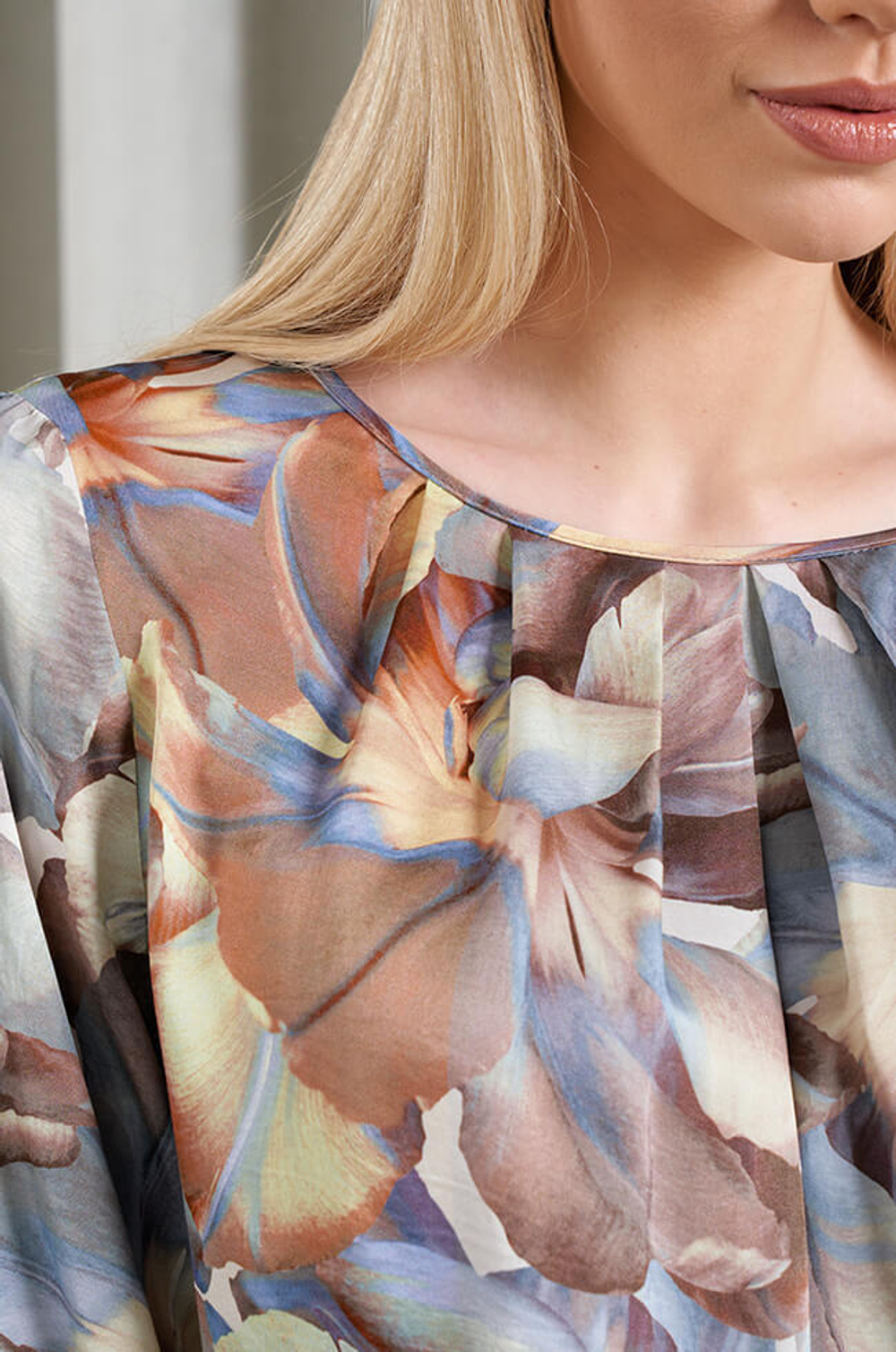 22894 Блузка женская (серо-голубой принт)