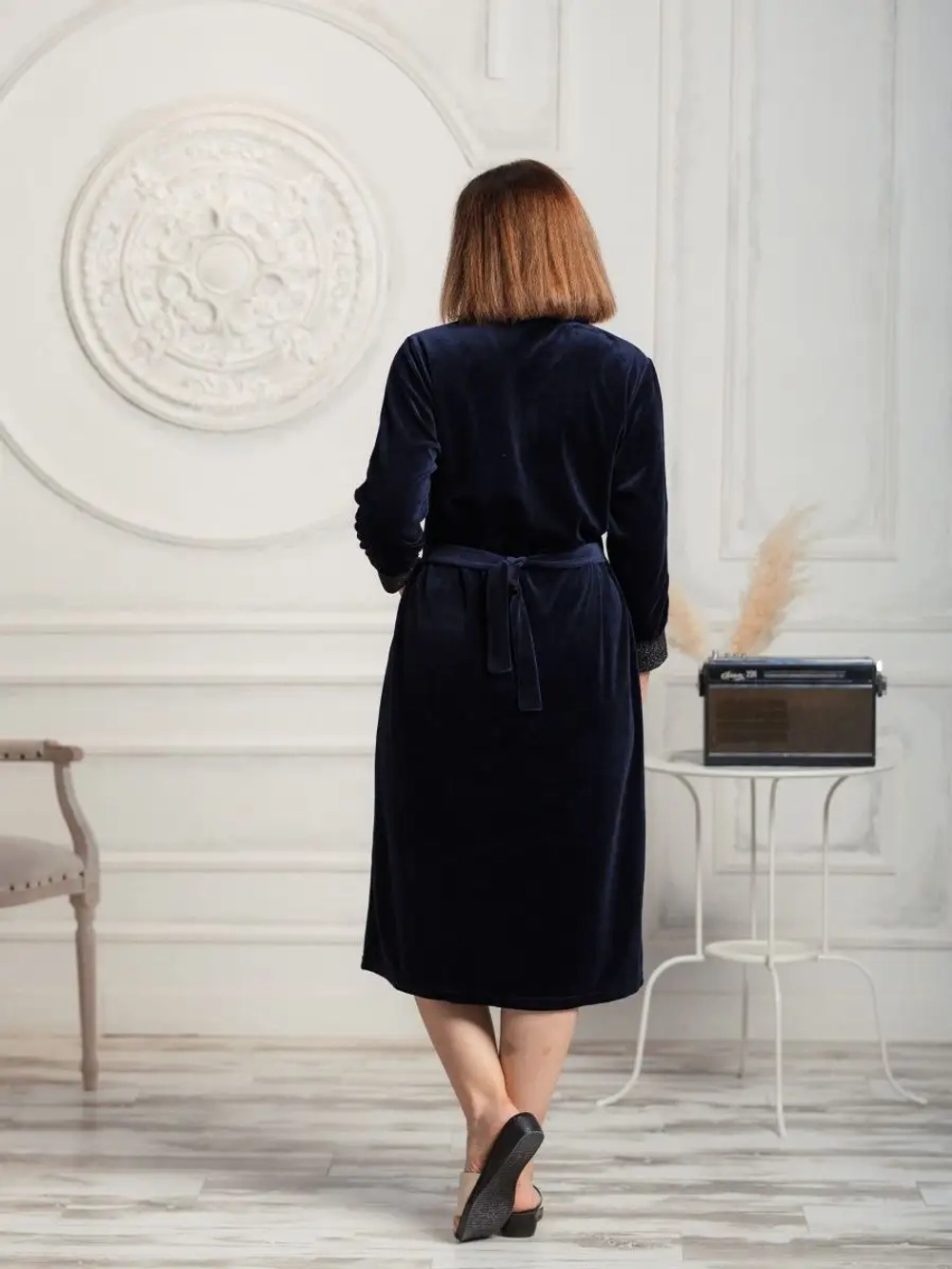 Халат теплый велюр длинный на замке