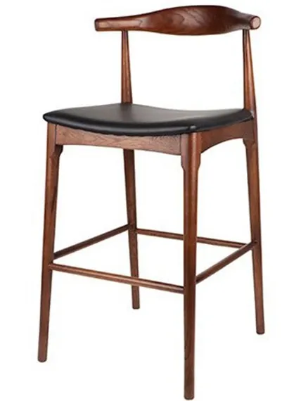 Барный стул Elbow, орех с черным сиденьем