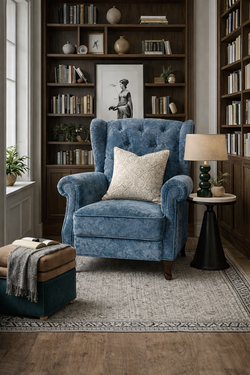 Кресло "Рафаэль Голубая дымка" с каретной стяжкой