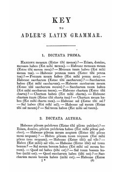 A Key to the Exercises Contained in Adler's Practical Grammar of the Latin Language | George J. Adler