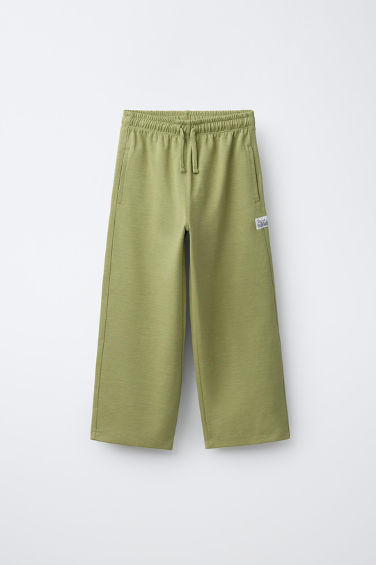 ZARA БРЮКИ STRAIGHT ИЗ МЯГКОЙ ТКАНИ INTERLOCK, ЛИНЯЛЫЙ ХАКИ