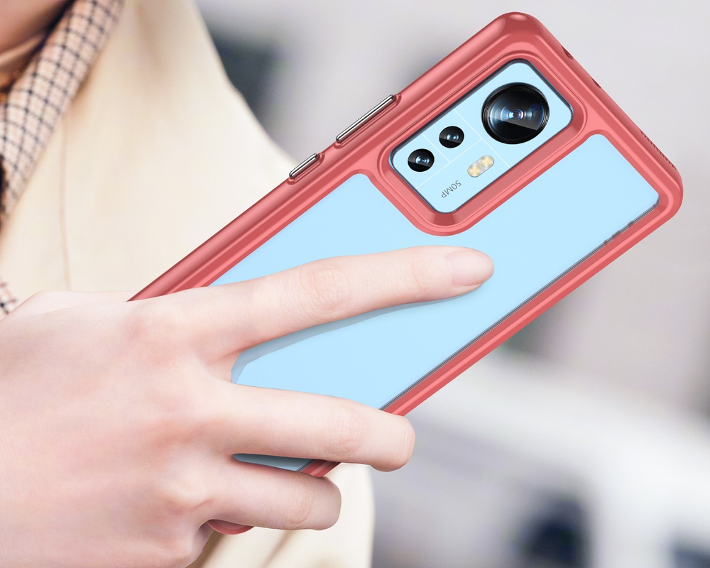 Двухкомпонентный чехол с мягкими красными рамками для смартфона Xiaomi Mi 12 и 12X