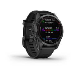 Умные часы Garmin FENIX 7S Solar серый с черным силиконовым ремешком