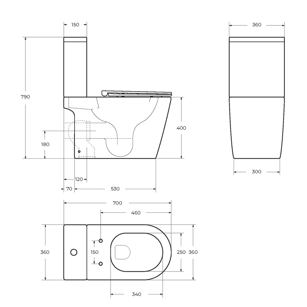 Унитаз-моноблок безободковый BelBagno Tre BB673CP-MN-TOR/SC с крышкой-сиденьем микролифт, белый