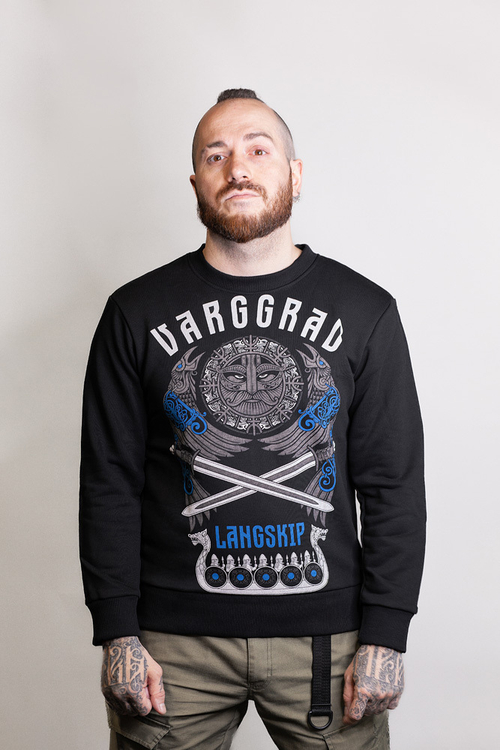 Свитшот Варгградъ мужской чёрный «Вранакрик» без начеса