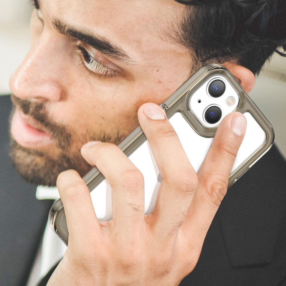 Противоударный чехол с усиленными рамками серого цвета для iPhone 13, мягкий отклик кнопок