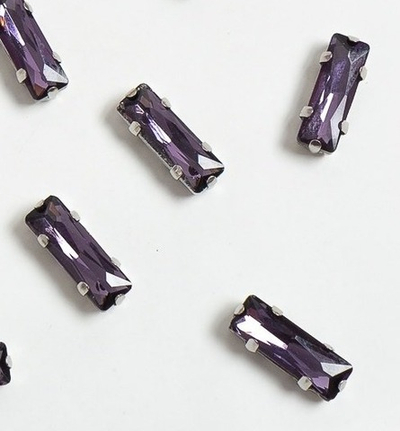 Стразы пришивные стекло в оправе "Цилиндр", р. 15 мм, тёмно-сиреневый