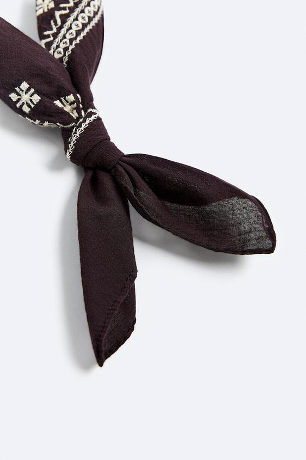 ZARA БАНДАНА С ВЫШИВКОЙ, ТЕМНО-КОРИЧНЕВЫЙ