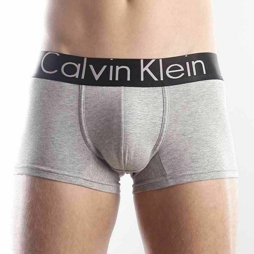 Мужские трусы боксеры серые с черной резинкой Calvin Klein Steel Black Waistband Grey