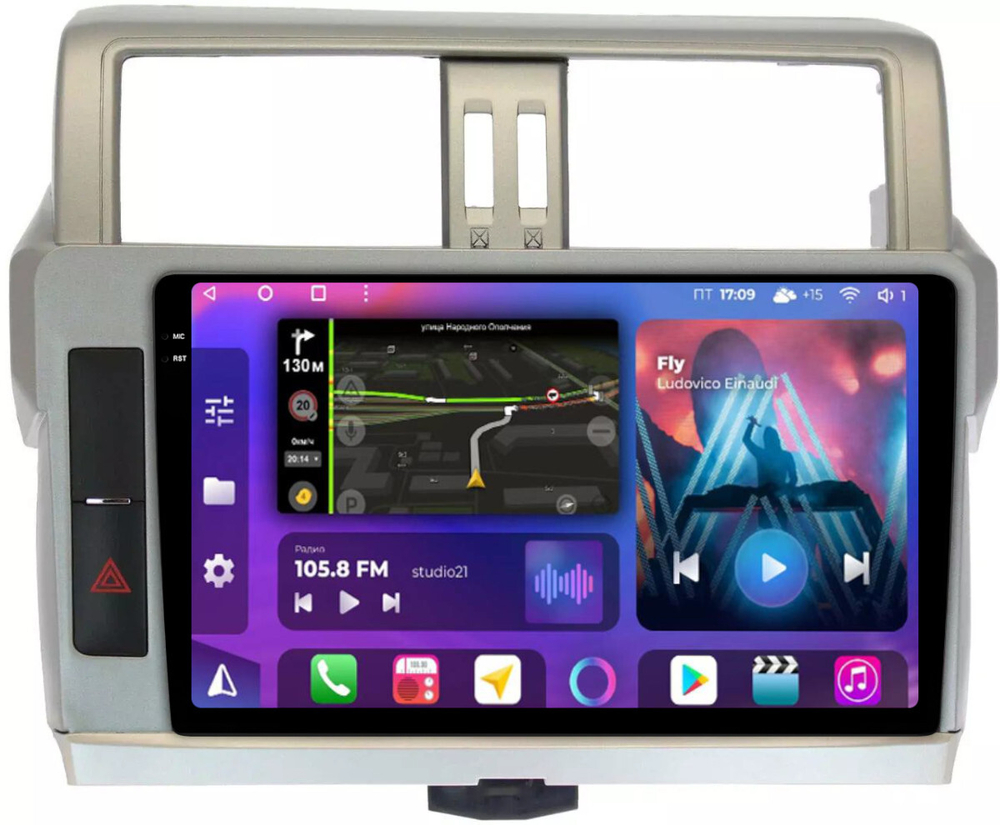 Магнитола для Toyota Land Cruiser Prado 150 2014-2017 - FarCar BM347/531M монитор 10.36" QLED на Android 14, TS10, 4+32Гб, CarPlay, 4G SIM-слот