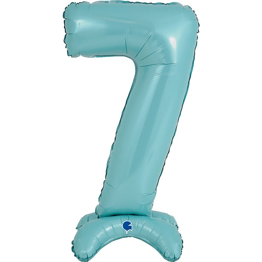 Шар ЦИФРА 7 Pastel Blue на подставке 25" 63 см