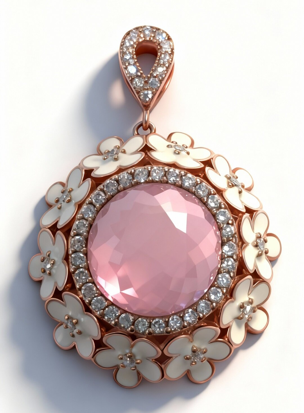 Ювелирная подвеска из серебра с позолотой,вставка кварц,фианит,эмаль.